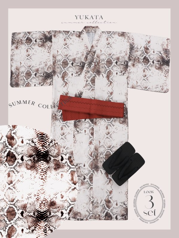 画像16: 【即日発送！】【メンズ浴衣】パイソン柄浴衣【浴衣３点セット 浴衣/帯/下駄】[YMT]