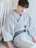 画像13: 【即日発送】【メンズ浴衣】清涼感あふれるしじら織ストライプ紳士浴衣【浴衣３点セット 浴衣/帯/下駄】（OBI-MS-001-ok-3-GY）[YMT]