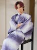 画像11: 【即日発送】【メンズ浴衣】濃淡紫地にボーダーデザインの紳士浴衣【浴衣３点セット 浴衣/帯/下駄】 OBI-MS-001-ok-6-W [YMT]
