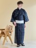 画像8: 【即日発送】【メンズ浴衣】紺地に格子柄紳士浴衣【浴衣３点セット 浴衣/帯/下駄】（OBI-MS-001-ok-5-W）[YMT]