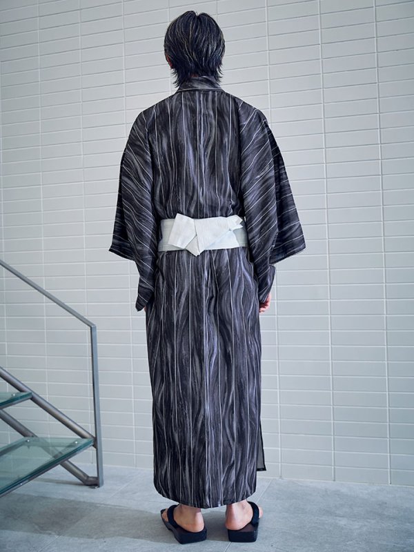 画像11: 【即日発送】【メンズ浴衣】モザイクアート×ストライプ浴衣 【浴衣３点セット 浴衣/帯/下駄】[YMT]