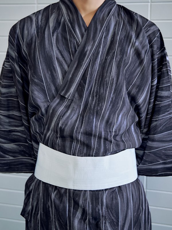 画像12: 【即日発送】【メンズ浴衣】モザイクアート×ストライプ浴衣 【浴衣３点セット 浴衣/帯/下駄】[YMT]