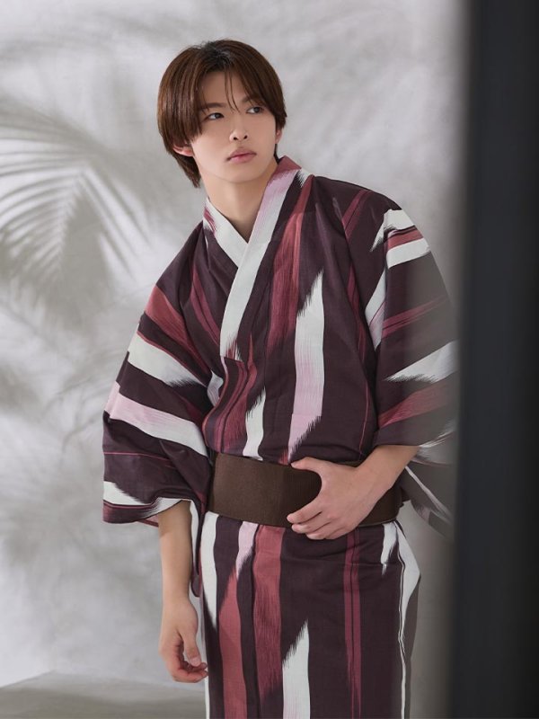 画像6: 【即日発送】【メンズ浴衣】焔格子のメンズ紳士浴衣 【浴衣３点セット 浴衣/帯/下駄】[FB03]