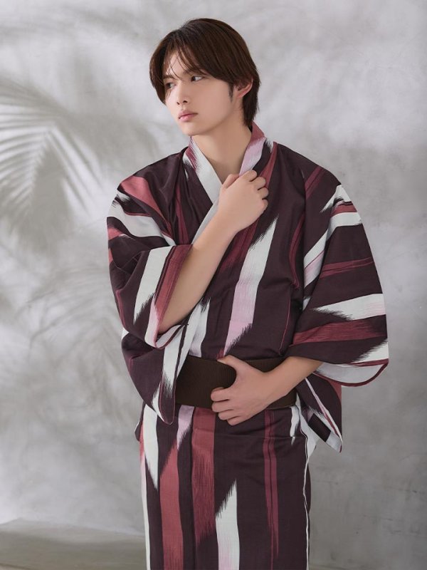 画像19: 【即日発送】【メンズ浴衣】焔格子のメンズ紳士浴衣 【浴衣３点セット 浴衣/帯/下駄】[FB03]