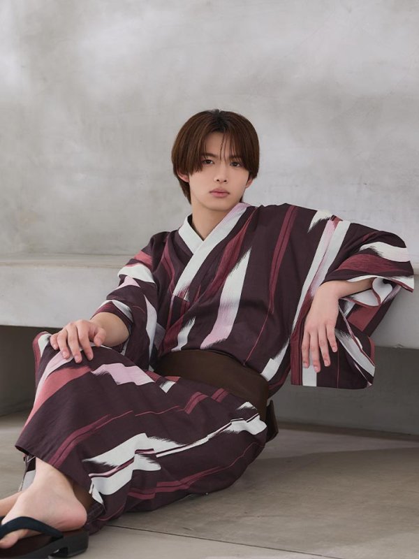 画像21: 【即日発送】【メンズ浴衣】焔格子のメンズ紳士浴衣 【浴衣３点セット 浴衣/帯/下駄】[FB03]