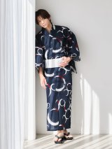 【即日発送】【メンズ浴衣】スモーキーグレー地×筆描き風デザイン浴衣【浴衣３点セット 浴衣/帯/下駄】[OF04]