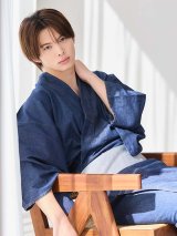 送料無料！【即日発送】【メンズ浴衣】デニムライクモダン浴衣【浴衣３点セット 浴衣/帯/下駄】【浴衣３点セット 浴衣/帯/下駄】[OF04]