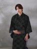 画像21: 【即日発送】【メンズ浴衣】ブラック×グリーン幾何学的模様紳士浴衣 【浴衣３点セット 浴衣/帯/下駄】[FB03] (21)