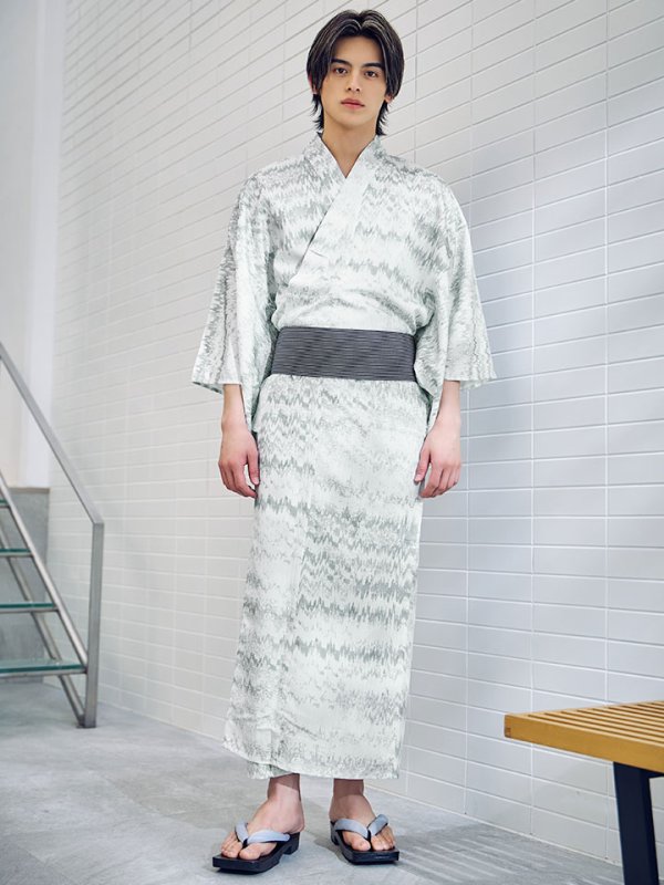 画像4: 【即日発送】【メンズ浴衣】グレイッシュニュアンス紳士浴衣 【浴衣３点セット 浴衣/帯/下駄】[YMT]