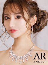 【アクセサリー：セット】【Angel R/エンジェルアール】ラインフラワーストーンネックレス＆ピアスセット