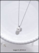 【アクセサリー：ネックレス】ワンパールビジューネックレス【YN】【1カラー】[OF02] 