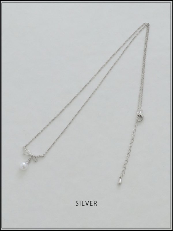 画像2: 【アクセサリー：ネックレス】ビジューリボンパールネックレス【1カラー】[OF02] 