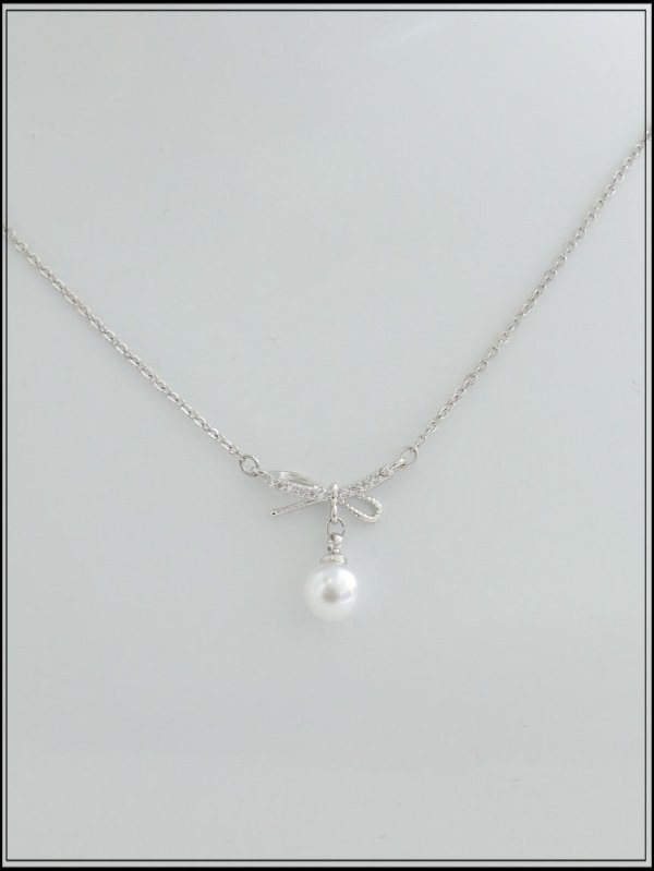 画像3: 【アクセサリー：ネックレス】ビジューリボンパールネックレス【1カラー】[OF02] 