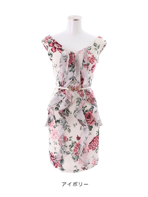 画像13: SALE!【高級ドレスanが特別価格!】花柄フリルレースドレス/透け/胸元隠し/ミニドレス/キャバドレス【S-Mサイズ/3カラー】[HC02-U] 【AOC】