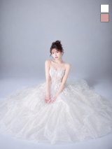 送料無料！ラメ/刺繍/スパンコール/チュール/シフォン/ベアトップ/谷間見せ/フレア/ロングドレス/キャバドレス【S-Mサイズ/2カラー】[OF01]【OO】012