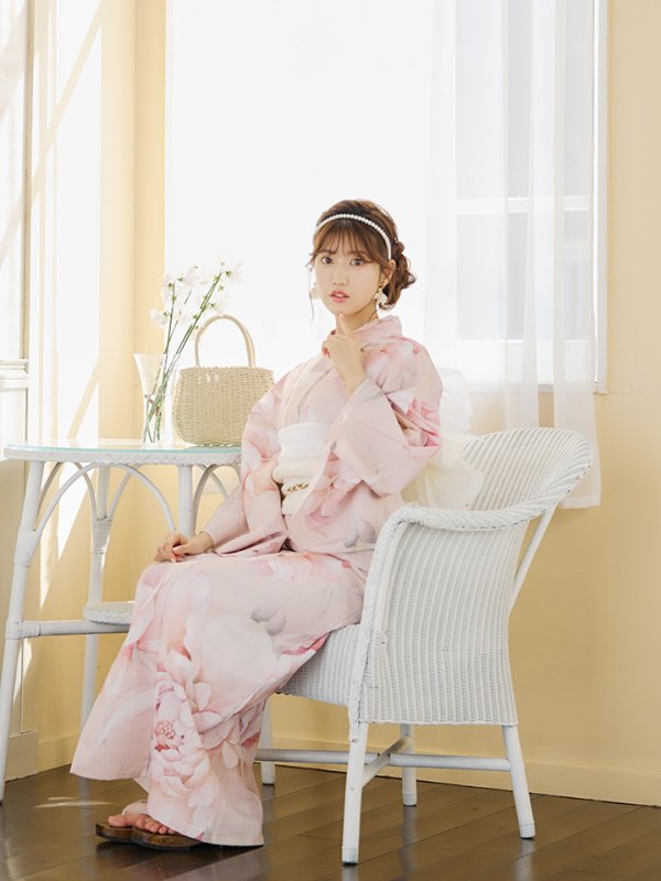 画像10: 【即日発送】くすみピンクスウィート牡丹浴衣  【浴衣３点セット 浴衣/帯/下駄】[YMT]