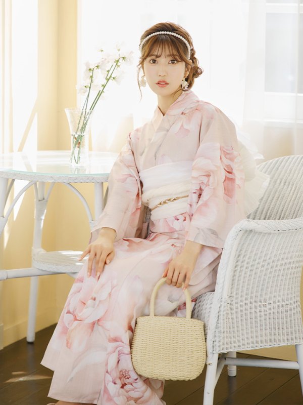画像12: 【即日発送】くすみピンクスウィート牡丹浴衣  【浴衣３点セット 浴衣/帯/下駄】[YMT]