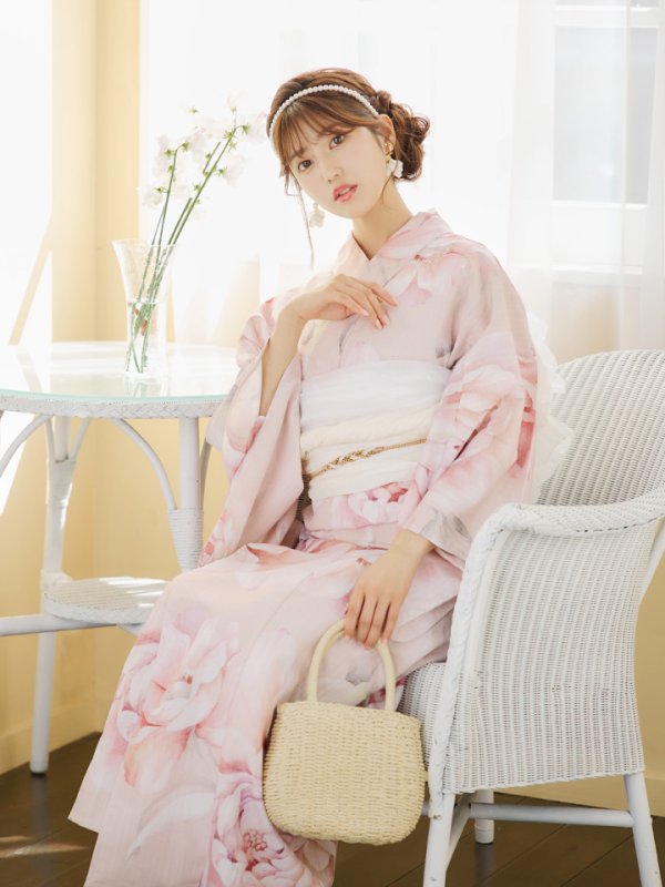 画像13: 【即日発送】くすみピンクスウィート牡丹浴衣  【浴衣３点セット 浴衣/帯/下駄】[YMT]