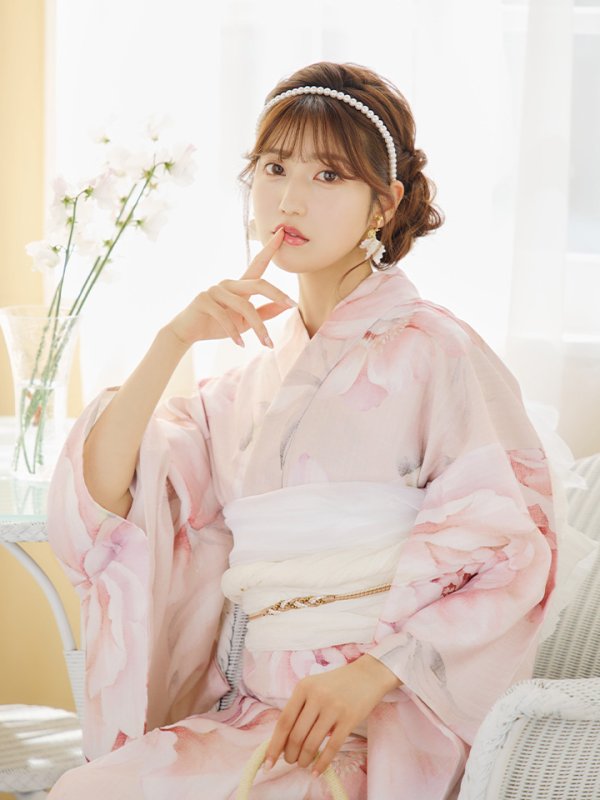 画像14: 【即日発送】くすみピンクスウィート牡丹浴衣  【浴衣３点セット 浴衣/帯/下駄】[YMT]
