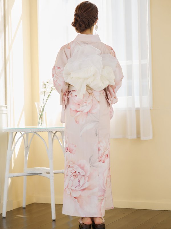 画像16: 【即日発送】くすみピンクスウィート牡丹浴衣  【浴衣３点セット 浴衣/帯/下駄】[YMT]