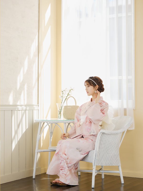 画像9: 【即日発送】くすみピンクスウィート牡丹浴衣  【浴衣３点セット 浴衣/帯/下駄】[YMT]