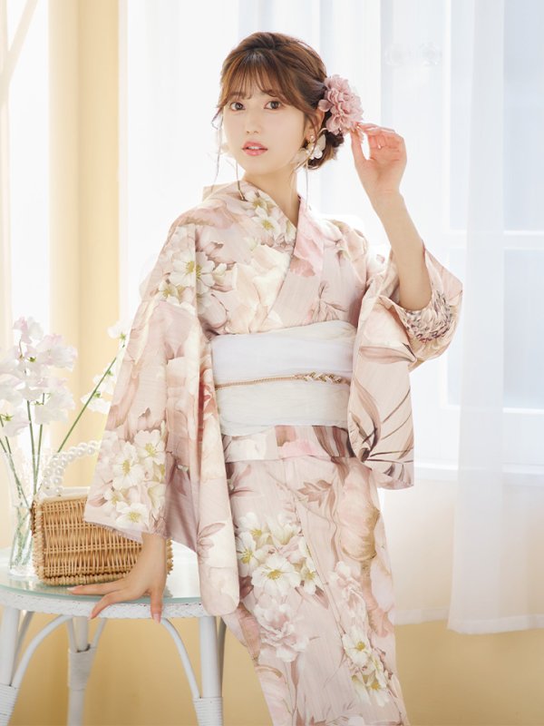 画像3: 【即日発送！】くすみピンクスウィート浴衣  【浴衣３点セット 浴衣/帯/下駄】[YMT]