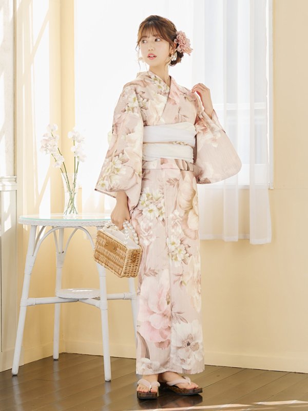 画像4: 【即日発送！】くすみピンクスウィート浴衣  【浴衣３点セット 浴衣/帯/下駄】[YMT]