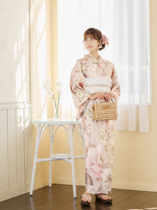 画像6: 【即日発送！】くすみピンクスウィート浴衣  【浴衣３点セット 浴衣/帯/下駄】[YMT]