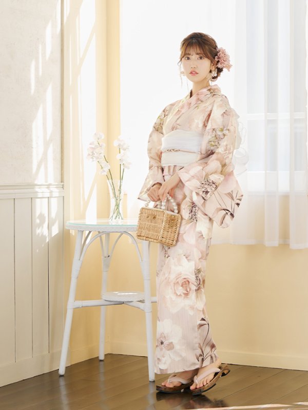 画像7: 【即日発送！】くすみピンクスウィート浴衣  【浴衣３点セット 浴衣/帯/下駄】[YMT]