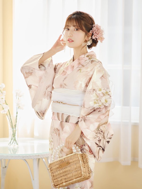 画像9: 【即日発送！】くすみピンクスウィート浴衣  【浴衣３点セット 浴衣/帯/下駄】[YMT]