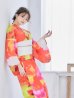 画像10: 【即日発送】【浴衣セール！】リアルフラワー橙色派手カワ浴衣セット【浴衣３点セット浴衣/帯/下駄】 (10)