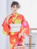 画像3: 【即日発送】【浴衣セール！】リアルフラワー橙色派手カワ浴衣セット【浴衣３点セット浴衣/帯/下駄】 (3)