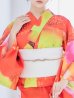 画像5: 【浴衣SALE】SALE!【オリジナル浴衣】リアルフラワー橙色派手カワ浴衣セット（19obi-3/ Yhimo-P / Yheko-WH/ CG-16-R）