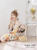 【即日発送】【オリジナル浴衣】アンティークオレンジフラワー浴衣 OBI-hira-100-ok-2-BRxBE/ HIMO-900-yn-7-MOC/ HEKO-800-sb-3-BR /GETA-02-ok-2-IV [YMT]
