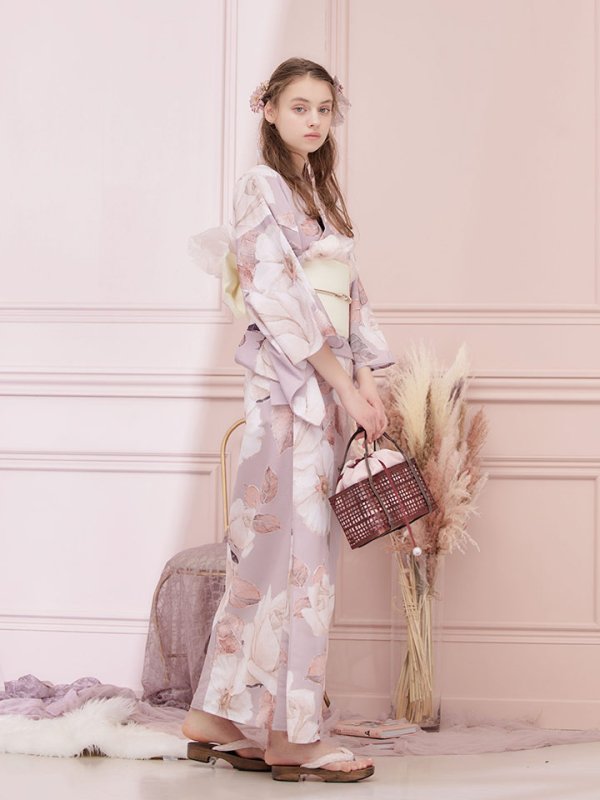 画像4: 【即日発送】【浴衣】大人スウィートフラワー薔薇ローズ浴衣【浴衣３点セット浴衣/帯/下駄】[YMT]