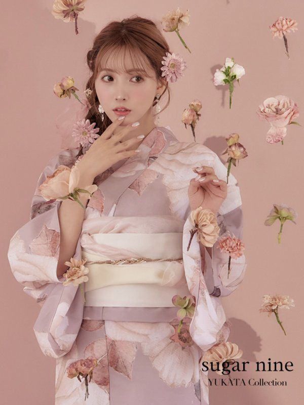 画像3: 【即日発送】【浴衣】大人スウィートフラワー薔薇ローズ浴衣【浴衣３点セット浴衣/帯/下駄】[YMT]