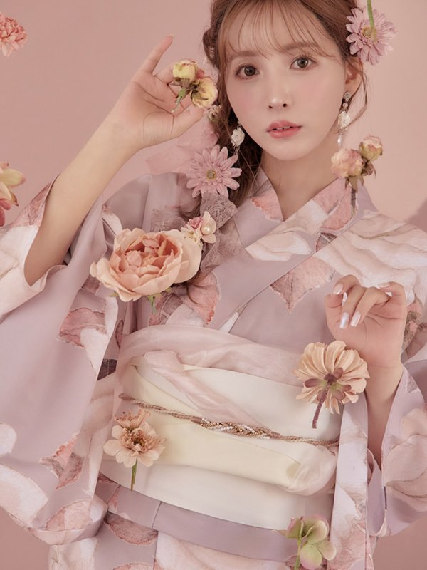 画像5: 【即日発送】【浴衣】大人スウィートフラワー薔薇ローズ浴衣【浴衣３点セット浴衣/帯/下駄】[YMT]