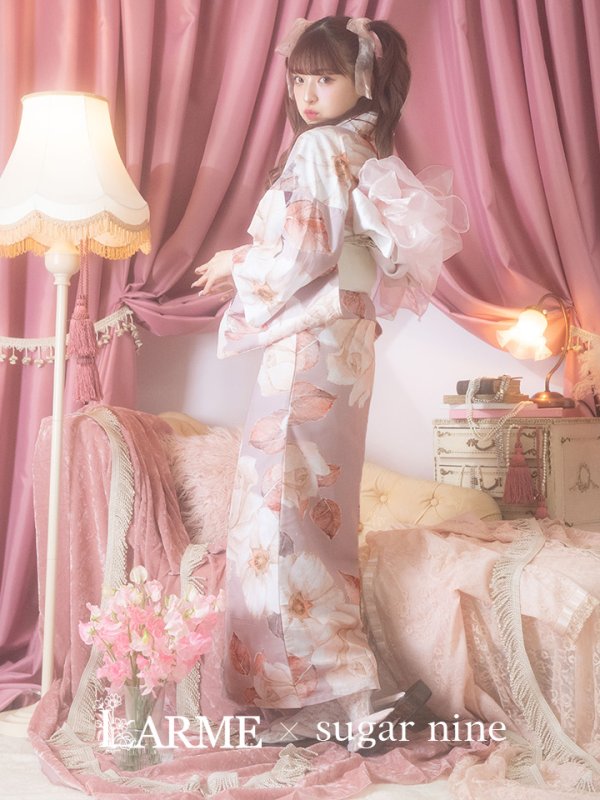画像2: 【即日発送】【浴衣】大人スウィートフラワー 薔薇 ローズ 浴衣  【浴衣３点セット 浴衣/帯/下駄】OBI-hira-100-ok-15-WxW / HIMO-900-yn-8-P / HEKO-800-sb-4-P / GETA-02-ok-5-P [YMT]