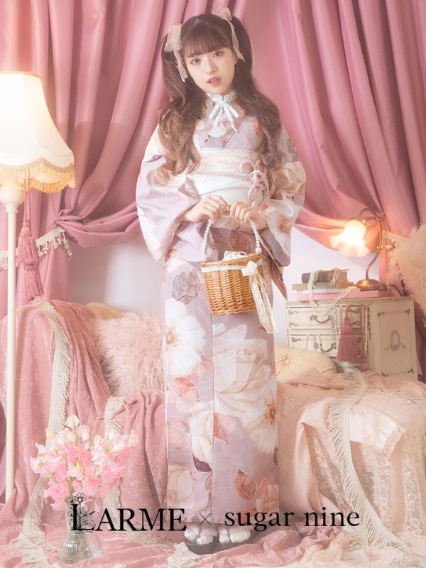 画像3: 【即日発送】【浴衣】大人スウィートフラワー 薔薇 ローズ 浴衣  【浴衣３点セット 浴衣/帯/下駄】[YMT]