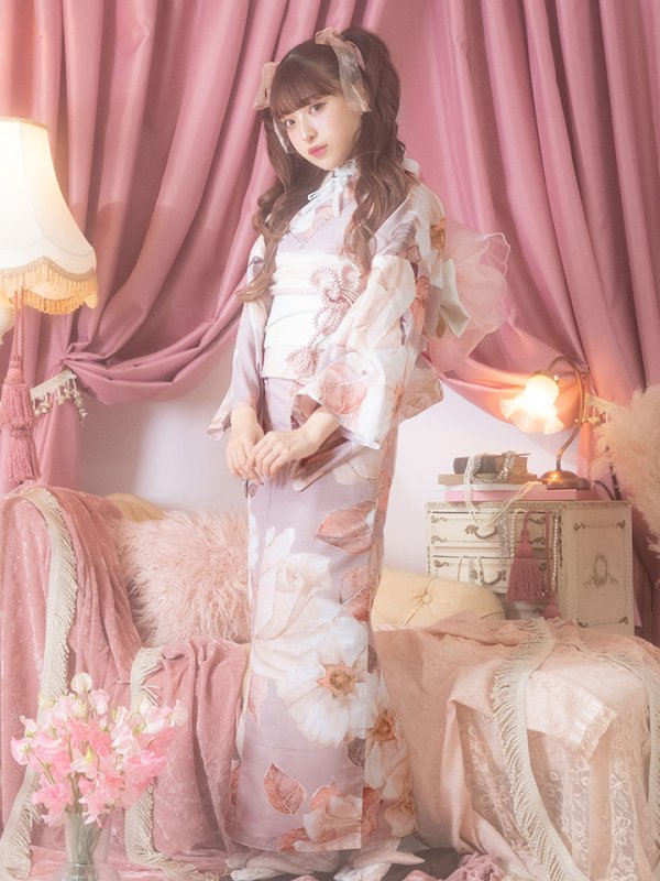 画像6: 【即日発送】【浴衣】大人スウィートフラワー 薔薇 ローズ 浴衣  【浴衣３点セット 浴衣/帯/下駄】[YMT]