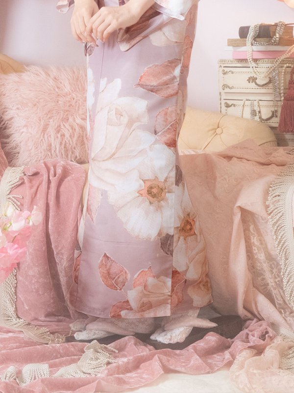 画像7: 【即日発送】【浴衣】大人スウィートフラワー 薔薇 ローズ 浴衣  【浴衣３点セット 浴衣/帯/下駄】[YMT]