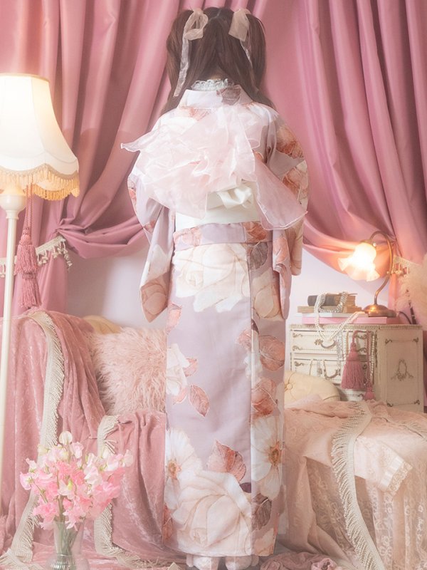 画像8: 【即日発送】【浴衣】大人スウィートフラワー 薔薇 ローズ 浴衣  【浴衣３点セット 浴衣/帯/下駄】[YMT]