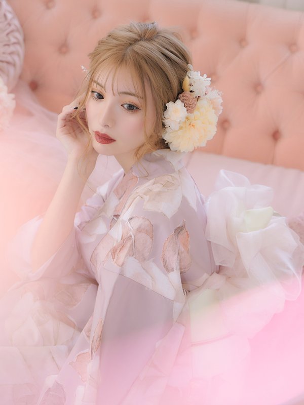 画像6: 【即日発送】【浴衣】大人スウィートフラワー薔薇ローズ浴衣【浴衣３点セット浴衣/帯/下駄】[YMT]