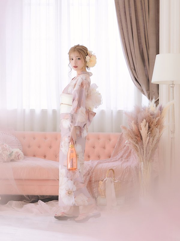 画像7: 【即日発送】【浴衣】大人スウィートフラワー薔薇ローズ浴衣【浴衣３点セット浴衣/帯/下駄】[YMT]