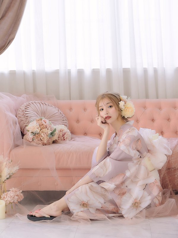 画像4: 【即日発送】【浴衣】大人スウィートフラワー薔薇ローズ浴衣【浴衣３点セット浴衣/帯/下駄】[YMT]