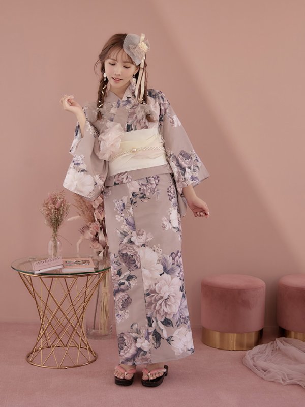 画像4: 【即日発送】【オリジナル浴衣】大人スウィートフラワー牡丹柄浴衣【浴衣３点セット浴衣/帯/下駄】[YMT]