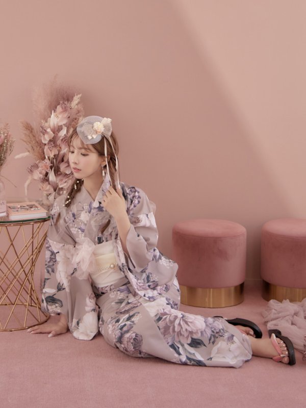 画像9: 【即日発送】【オリジナル浴衣】大人スウィートフラワー牡丹柄浴衣【浴衣３点セット浴衣/帯/下駄】[YMT]