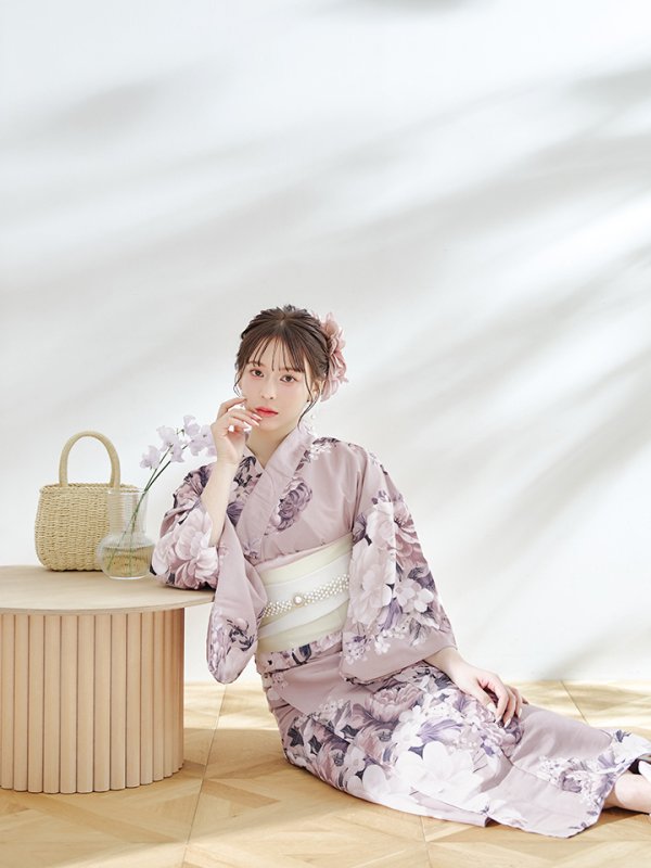 画像7: 【即日発送】【浴衣】大人スウィートフラワー 牡丹柄 浴衣  【浴衣３点セット 浴衣/帯/下駄】[YMT]