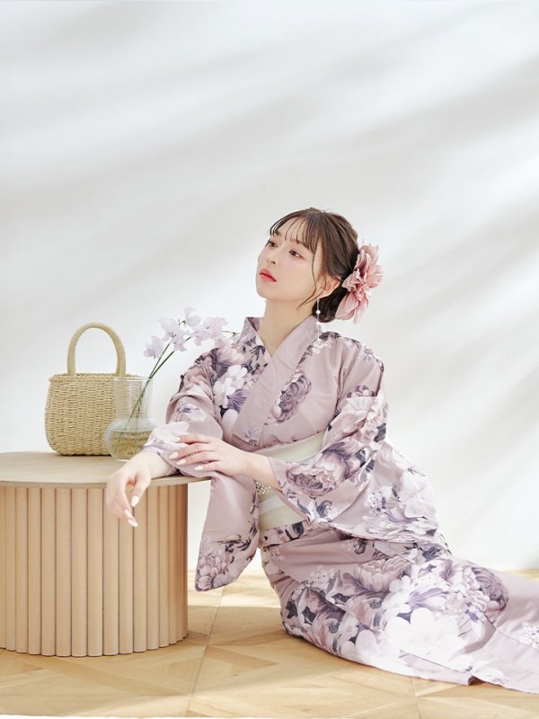 画像9: 【即日発送】【浴衣】大人スウィートフラワー 牡丹柄 浴衣  【浴衣３点セット 浴衣/帯/下駄】[YMT]