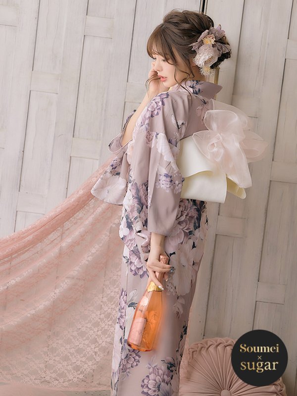 画像3: 【即日発送】【オリジナル浴衣】大人スウィートフラワー牡丹柄浴衣【浴衣３点セット浴衣/帯/下駄】[YMT]